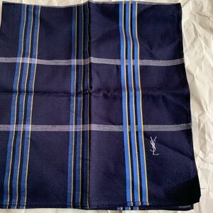 YSL Navy Blue Striped Scarf